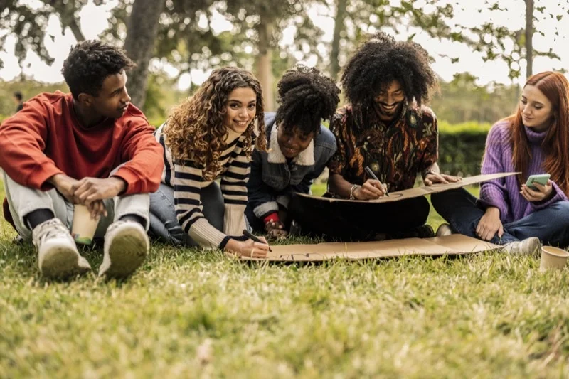 Young people collaborating on advocacy and community engagement